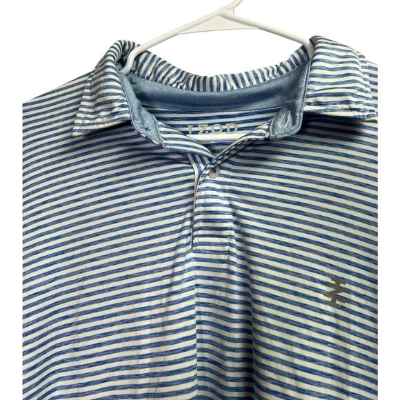 Izod Golf With Stretch Men's Polo Blue White Stripes Large - Picture 2 of 10